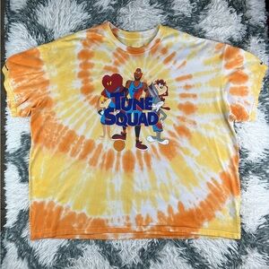 Nike X LeBron James Space Jam Tee Size 3XL Orange Tie Dye Tune Squad Looney Tune